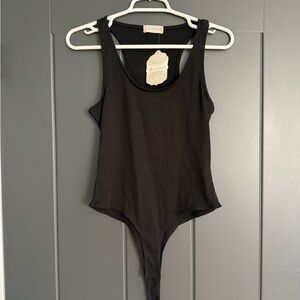 Altar'd State Black Ribbed Tank Bodysuit